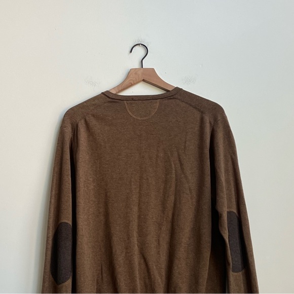 Raffi Reversible Vanise Henley Venley sweater Shirt Brownstone/Clay Elbow Patch - Picture 9 of 16